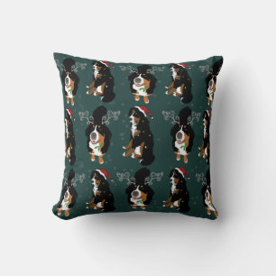 Holiday Christmas Bernese Mountain Dog  Throw Pillow