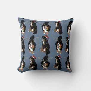 Holiday Christmas Bernese Mountain Dog Throw Pillow