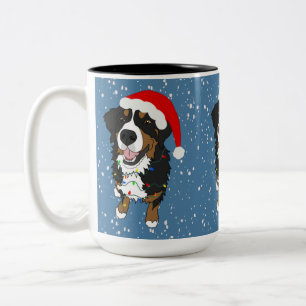 Holiday Christmas Bernese Mountain Dog Two-Tone Coffee Mug