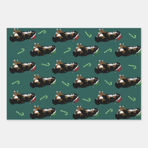 Holiday Christmas Bernese Mountain Dog Wrapping Paper Sheet