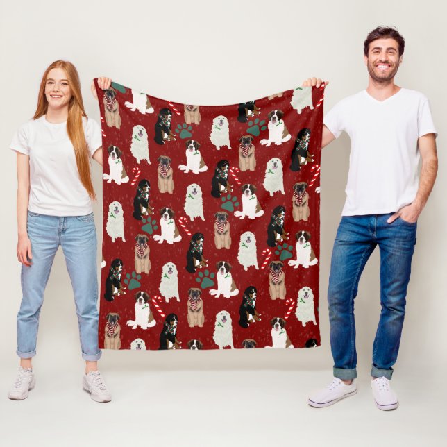 Holiday Christmas Big Dogs  Fleece Blanket (In Situ)