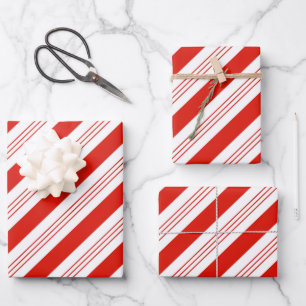 Holiday Christmas candy cane red festive stripes Wrapping Paper Sheet