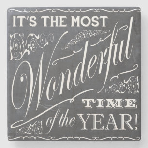 holiday Christmas chalkboard Stone Coaster