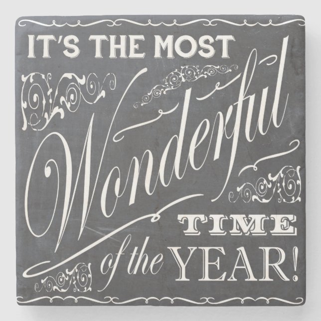 holiday Christmas chalkboard Stone Coaster (Front)