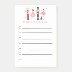 Holiday Christmas Check List Pink Nutcracker Post-it Notes