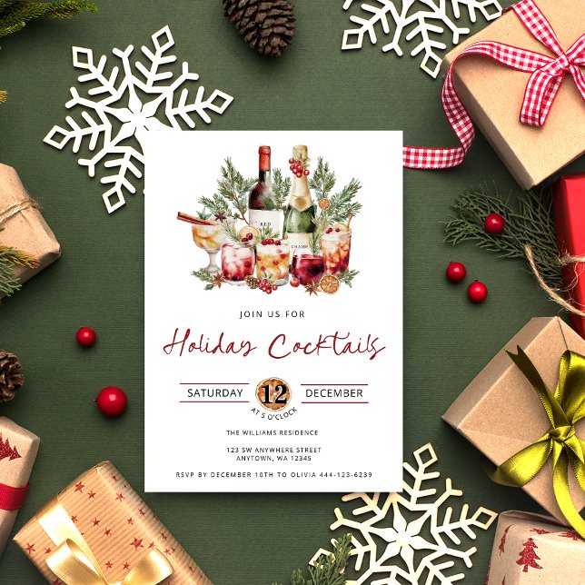 Holiday Christmas Cocktails Party Invitation (Creator Uploaded)