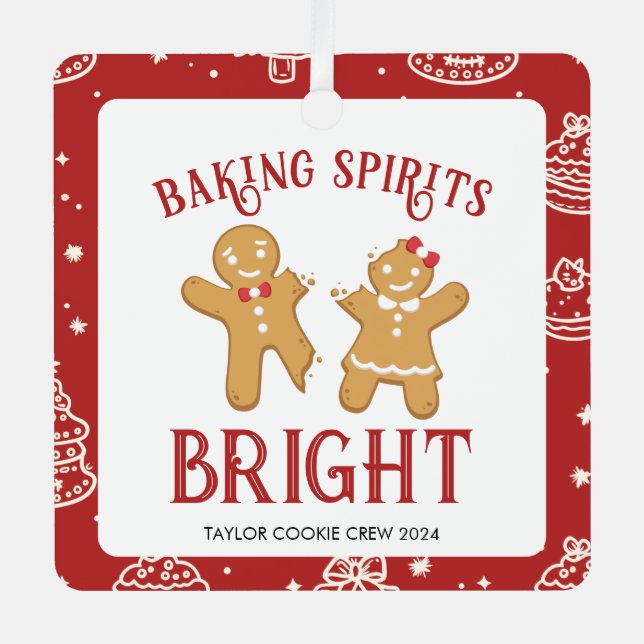 Holiday Christmas Cookie Baking Crew Metal Ornament (Front)