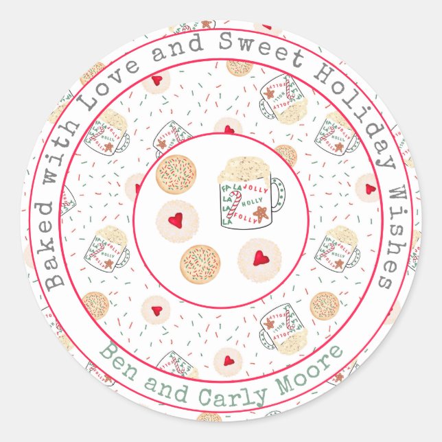 Holiday Christmas Cookies Personalized Classic Round Sticker (Front)