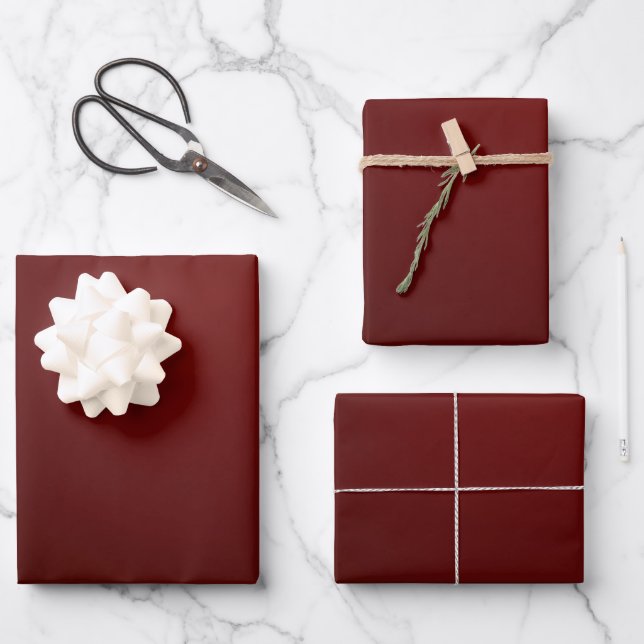 Holiday Christmas cranberry red deep dark saturate Wrapping Paper Sheet (Front)