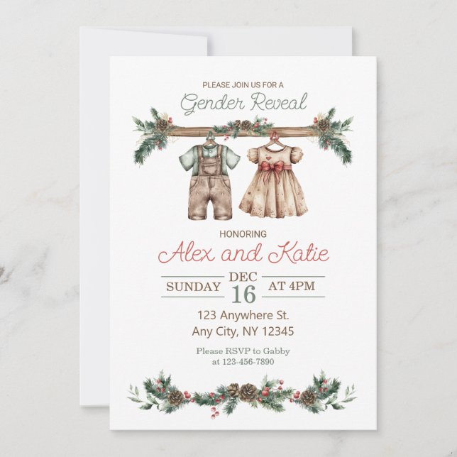 Holiday Christmas Gender Reveal Invitation (Front)