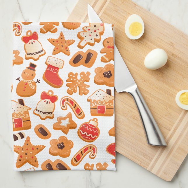 Holiday Christmas Gingerbread Cookies Kitchen Towel (Quarter Fold)