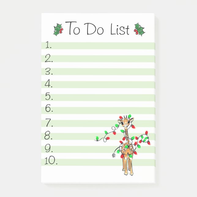 Holiday Christmas Giraffe To do list Post-it Notes (Front)