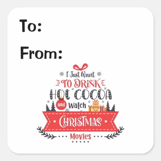 Holiday Christmas Graphic Typography Gift Tag  (Front)