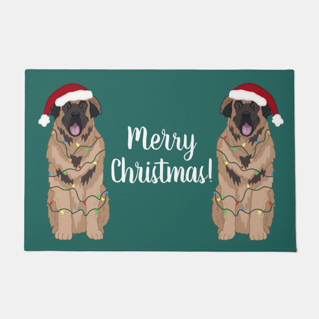 Holiday Christmas Leonberger  Doormat (Front)