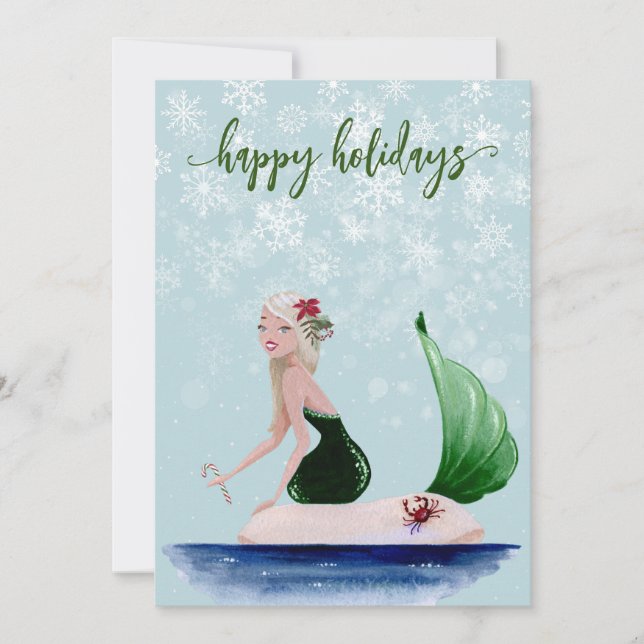 Holiday Christmas Mermaid Green (Front)