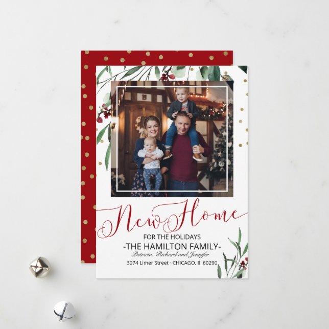 Holiday Christmas Moving Announcement Photo (Front/Back In Situ)