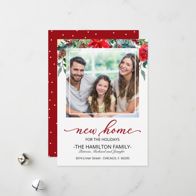 Holiday Christmas Moving Announcement Photo (Front/Back In Situ)
