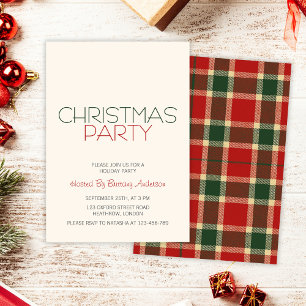 Holiday Christmas Party Invitation Red Plaid 