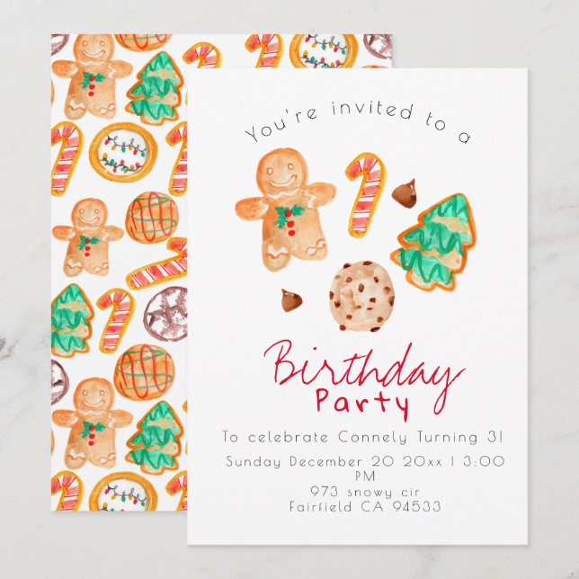 Holiday Christmas party kid birthday Invitation (Front/Back)