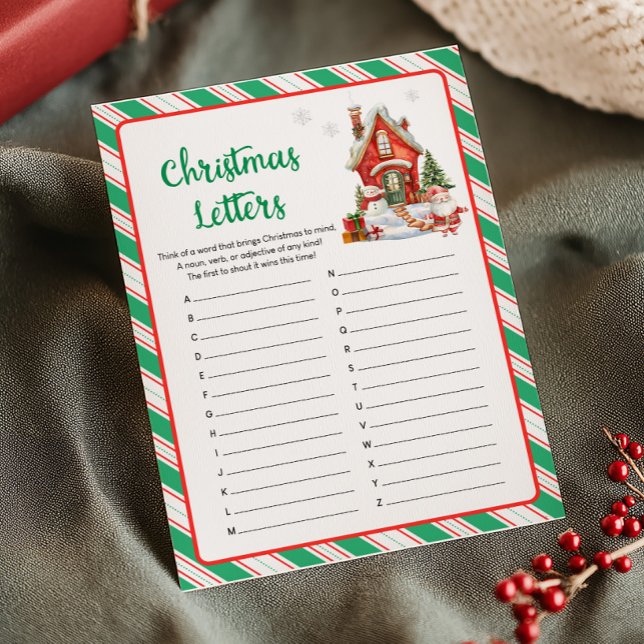 Holiday Christmas Party Letters Game Card (Christmas Party Games)