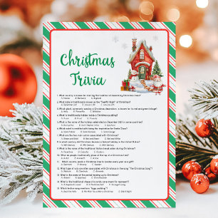Holiday Christmas Party Trivia Game Card