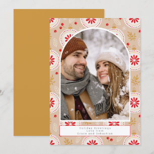 Holiday Christmas Pattern Photo Personalized Card
