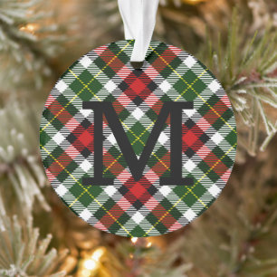 Holiday Christmas Plaid Family NAMES Keepsake Ornament