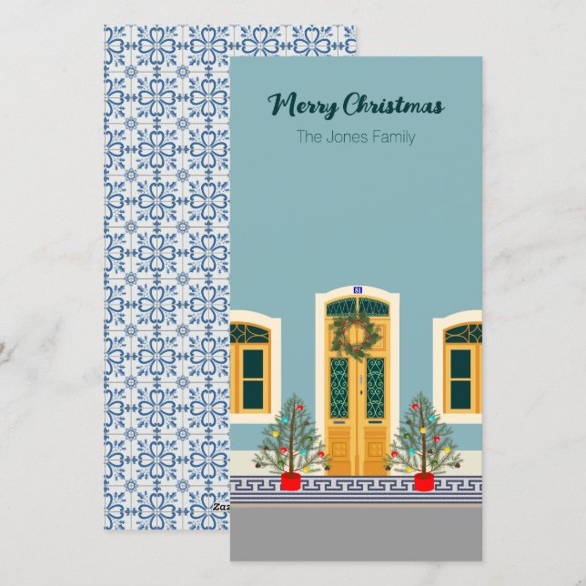 Holiday Christmas Portuguese festive House card (Front/Back)