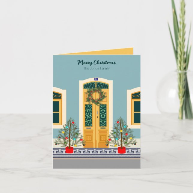 Holiday Christmas Portuguese festive House Card (Front)