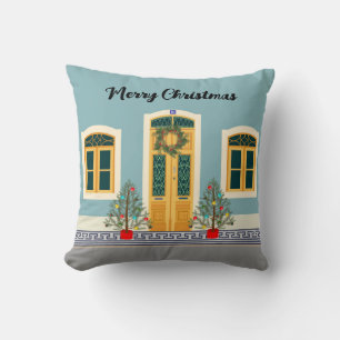 Holiday Christmas Portuguese festive House  Throw Pillow