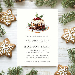 Holiday Christmas Pudding Modern Festive Party Invitation