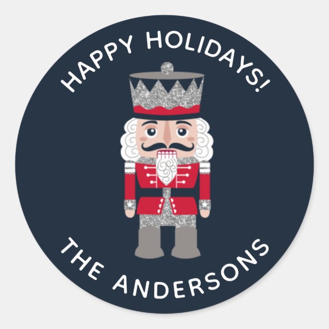 Holiday Christmas Red Black Nutcracker Sticker (Front)