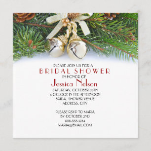 Holiday Christmas Ribbon Bridal Shower Invitation