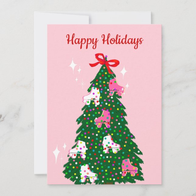 Holiday Christmas Roller Skating Xmas Skate  Card (Front)