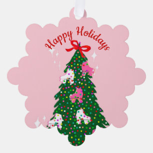 Holiday Christmas Roller Skating Xmas Skate Ornament Card