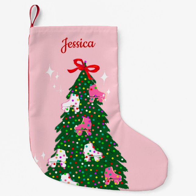 Holiday Christmas Roller Skating Xmas Skate  Small Christmas Stocking (Front)