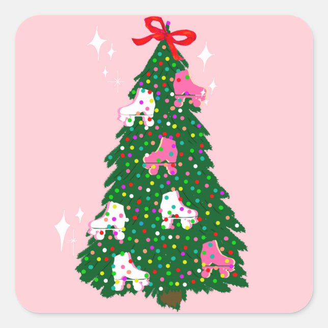Holiday Christmas Roller Skating Xmas Skate  Square Sticker (Front)