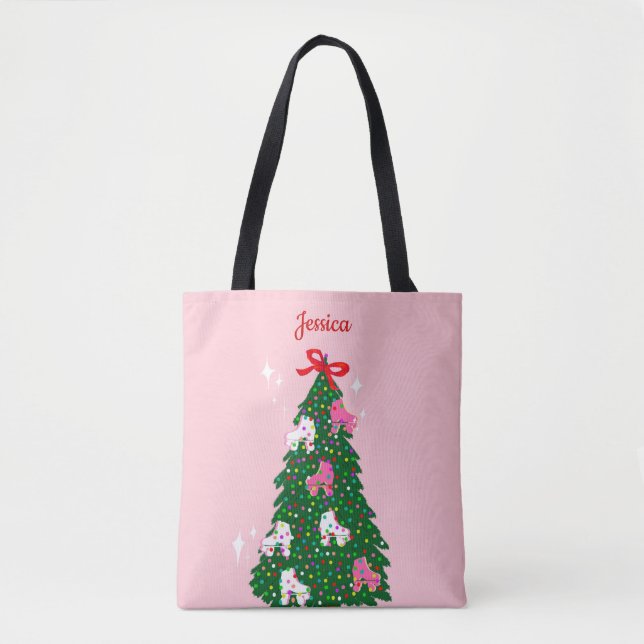 Holiday Christmas Roller Skating Xmas Skate  Tote Bag (Front)