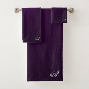 Holiday Christmas royal purple deep rich custom Bath Towel Set