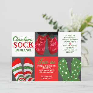 Holiday Christmas Sock Exchange Party Invitation