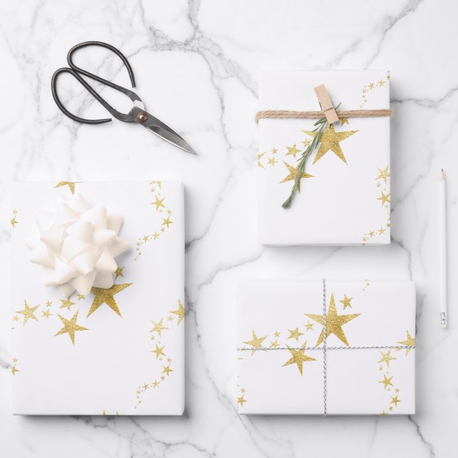 Holiday Christmas sparkle white gold Wrapping Pape Wrapping Paper Sheet (Front)