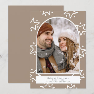Holiday Christmas Star Pattern Photo Personalized Card