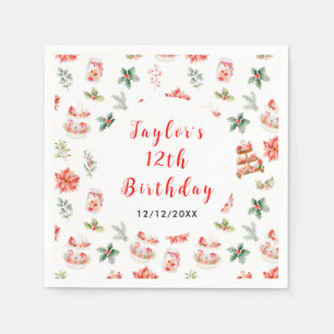 Holiday Christmas Tea Birthday Party Red Napkin