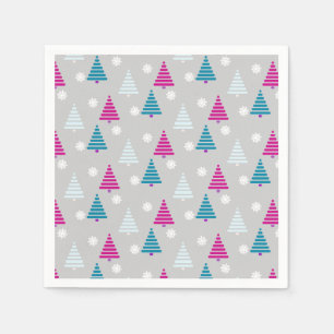Holiday Christmas tree blue pink simple Napkin