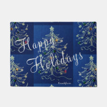 Holiday Christmas Tree Door Mat