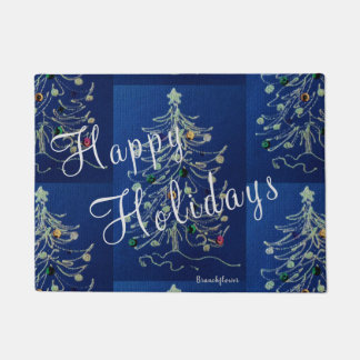 Holiday Christmas Tree Door Mat
