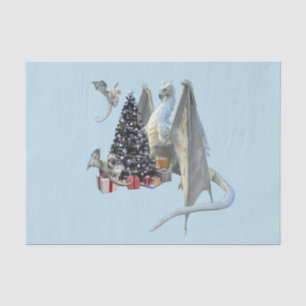 Holiday Christmas Tree Ice Dragon with Babies  Tissue Paper