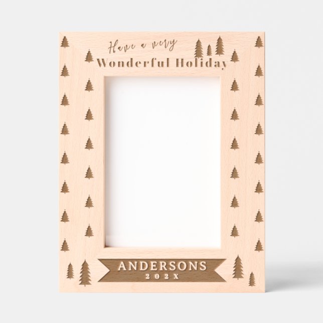 Holiday Christmas Tree Laser Etched Picture Frame (Front)