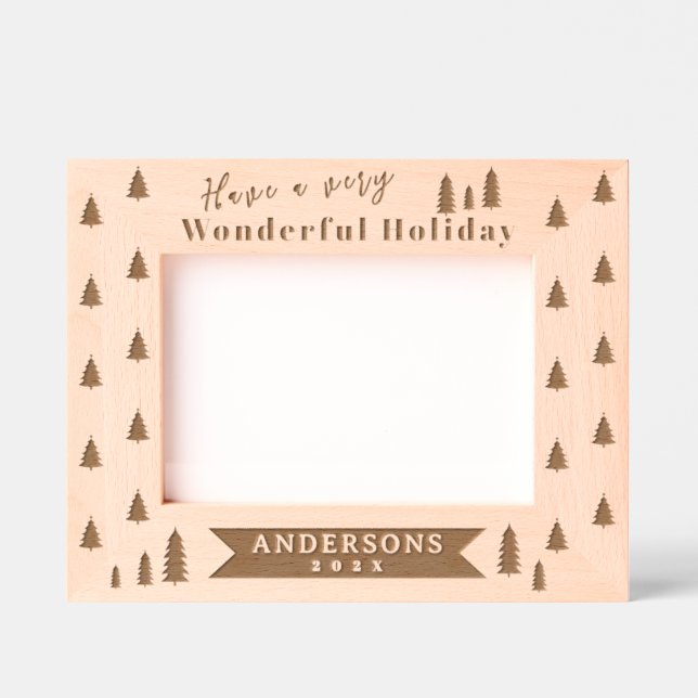 Holiday Christmas Tree Laser Etched Picture Frame (Front)
