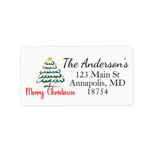 Holiday Christmas Tree Return Address Label
